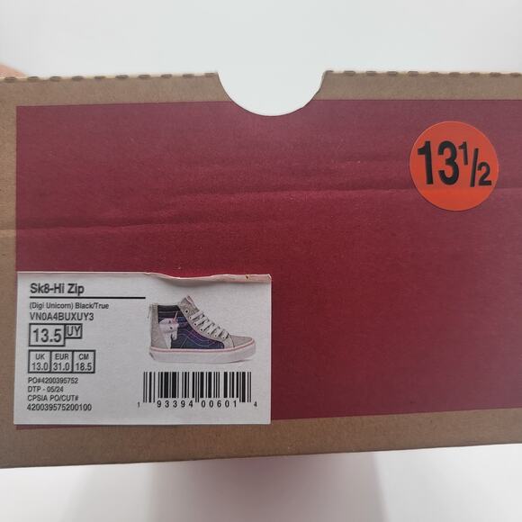 VANS Sk8-Hi Zip Kids Size 13.5 Digi Unicorn VN0A4BUXUY3 New Easy On & Off - Picture 8 of 8